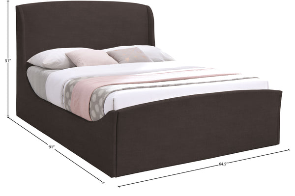 Tess Velvet / MDF / Plastic / Foam Contemporary Brown Velvet Queen Bed (3 Boxes) - 64.5" W x 91" D x 51" H
