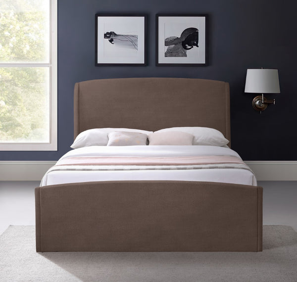 Tess Velvet / MDF / Plastic / Foam Contemporary Brown Velvet Queen Bed (3 Boxes) - 64.5" W x 91" D x 51" H