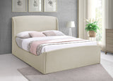 Tess Velvet / MDF / Plastic / Foam Contemporary Cream Velvet King Bed (3 Boxes) - 80.5" W x 91" D x 51" H