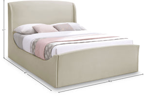Tess Velvet / MDF / Plastic / Foam Contemporary Cream Velvet Queen Bed (3 Boxes) - 64.5" W x 91" D x 51" H