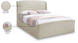Tess Velvet / MDF / Plastic / Foam Contemporary Cream Velvet Queen Bed (3 Boxes) - 64.5" W x 91" D x 51" H
