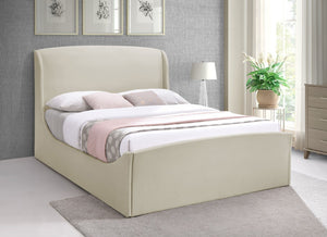 Tess Velvet / MDF / Plastic / Foam Contemporary Cream Velvet Queen Bed (3 Boxes) - 64.5" W x 91" D x 51" H