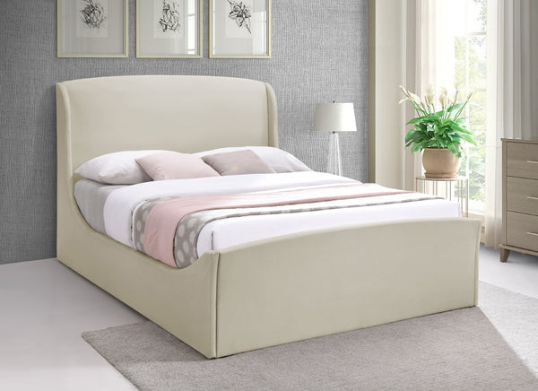 Tess Velvet / MDF / Plastic / Foam Contemporary Cream Velvet Queen Bed (3 Boxes) - 64.5" W x 91" D x 51" H