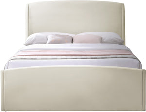Tess Velvet / MDF / Plastic / Foam Contemporary Cream Velvet Queen Bed (3 Boxes) - 64.5" W x 91" D x 51" H