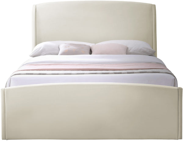 Tess Velvet / MDF / Plastic / Foam Contemporary Cream Velvet Queen Bed (3 Boxes) - 64.5" W x 91" D x 51" H