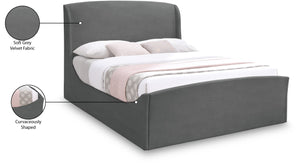 Tess Velvet / MDF / Plastic / Foam Contemporary Grey Velvet King Bed (3 Boxes) - 80.5" W x 91" D x 51" H