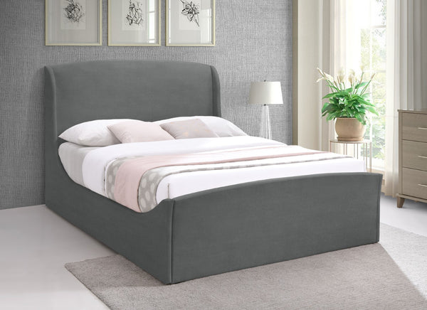 Tess Velvet / MDF / Plastic / Foam Contemporary Grey Velvet King Bed (3 Boxes) - 80.5" W x 91" D x 51" H