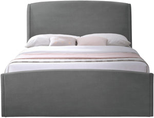Tess Velvet / MDF / Plastic / Foam Contemporary Grey Velvet Queen Bed (3 Boxes) - 64.5" W x 91" D x 51" H