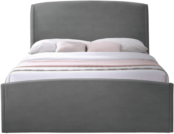 Tess Velvet / MDF / Plastic / Foam Contemporary Grey Velvet Queen Bed (3 Boxes) - 64.5" W x 91" D x 51" H