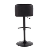 Toriano Contemporary Adjustable Bar Stool in Black Steel with Rounded T Footrest and Black Faux Leather by LumiSource - Set of 2