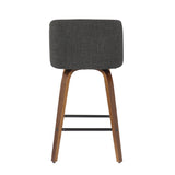 Toriano Mid-Century Modern Counter Stool in Walnut and Charcoal Fabric by LumiSource - Set of 2