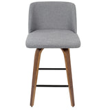 Toriano Mid-Century Modern Counter Stool in Walnut and Grey Fabric by LumiSource - Set of 2