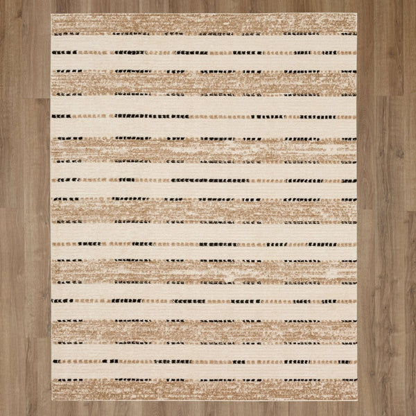Karastan Rugs Traverse Traverse Machine Woven Polyester Area Rug Lanes Tan 9' x 12'