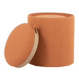 Tray Contemporary Nesting Ottoman Set in Orange Fabric and Natural Wood by LumiSource