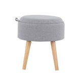 Tray Contemporary Stool in Natural Wood and Grey Fabric by LumiSource