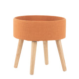 Tray Contemporary Stool in Natural Wood and Orange Fabric by LumiSource