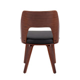 Triad Mid-Century Modern Chair in Walnut Bamboo and Black Faux Leather by LumiSource - Set of 2