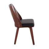 Triad Mid-Century Modern Chair in Walnut Bamboo and Black Faux Leather by LumiSource - Set of 2