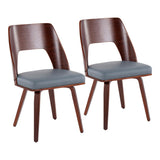 Triad Mid-Century Modern Chair in Walnut Bamboo and Grey Faux Leather by LumiSource - Set of 2