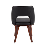 Triad Mid-Century Modern Upholstered Chair in Walnut Bamboo and Black Faux Leather by LumiSource - Set of 2