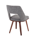 Triad Mid-Century Modern Upholstered Chair in Walnut Bamboo and Grey Noise Fabric by LumiSource - Set of 2