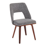 Triad Mid-Century Modern Upholstered Chair in Walnut Bamboo and Grey Noise Fabric by LumiSource - Set of 2