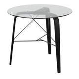 Trilogy Mid-Century Modern Round Dinette Table in Black Wood with Clear Glass Top by LumiSource
