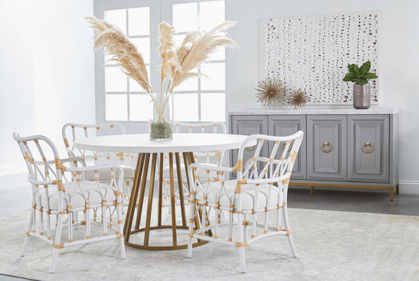 Essentials for Living Traditions Turino 54" Round Dining Table Concrete Top 6059.CON-WHT