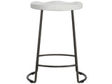 Modern Farmhouse Reid Counter Stool with Distressed Picket Fence Finish and Sleek Metal Base Design