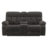 New Classic Furniture Bravo Console Loveseat with Dual Recliners Charcoal U1165-25-SLP