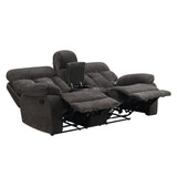 New Classic Furniture Bravo Console Loveseat with Dual Recliners Charcoal U1165-25-SLP