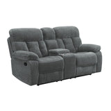 New Classic Furniture Bravo Console Loveseat with Dual Recliners Light Gray U1165-25-STN
