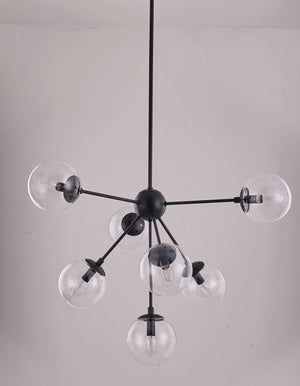 Bethel Black Chandelier in Metal & Glass