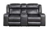New Classic Furniture Atticus Dual Recliner Console Loveseat Charcoal U2413-25-CHR