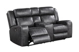 New Classic Furniture Atticus Console Loveseat with Power Hr & Footrest Charcoal U2413-25P2-CHR