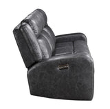 New Classic Furniture Atticus Dual Recliner Sofa with Power Hr &Fr Charcoal U2413-30P2-CHR