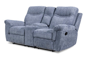 New Classic Furniture Sheffield Dual Recliner Console Loveseat Blue U2432-25-BLU