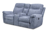 Sheffield Console Loveseat with Power Footrest Blue