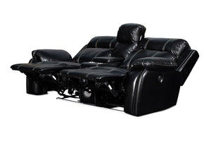 New Classic Furniture Fusion Console Loveseat with Speaker & Power Ftrst Ebony U3969-25P1-EBY