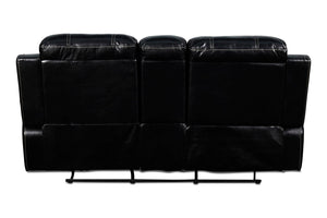 New Classic Furniture Fusion Console Loveseat with Speaker & Power Ftrst Ebony U3969-25P1-EBY