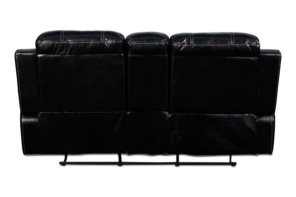 New Classic Furniture Fusion Console Loveseat with Speaker & Power Ftrst Ebony U3969-25P1-EBY