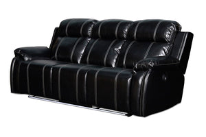 New Classic Furniture Fusion Dual Recliner Sofa with Power Ftrst Ebony U3969-30P1-EBY