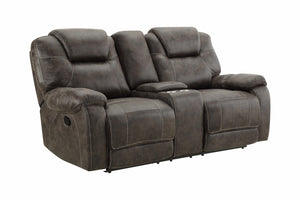 New Classic Furniture Anton Dual Recliner Console Loveseat with Power Footrest Chocolate U4136-25P1-CHC