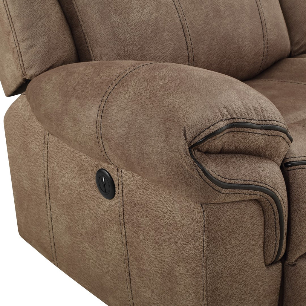 New Classic Furniture Harley Glider Recliner with Power Footrest Lt Bwn U4220-13P1-LBW