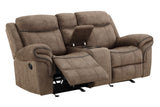 New Classic Furniture Harley Glider Console Loveseat with Dual Recliners Lt Bwn U4220-25-LBW