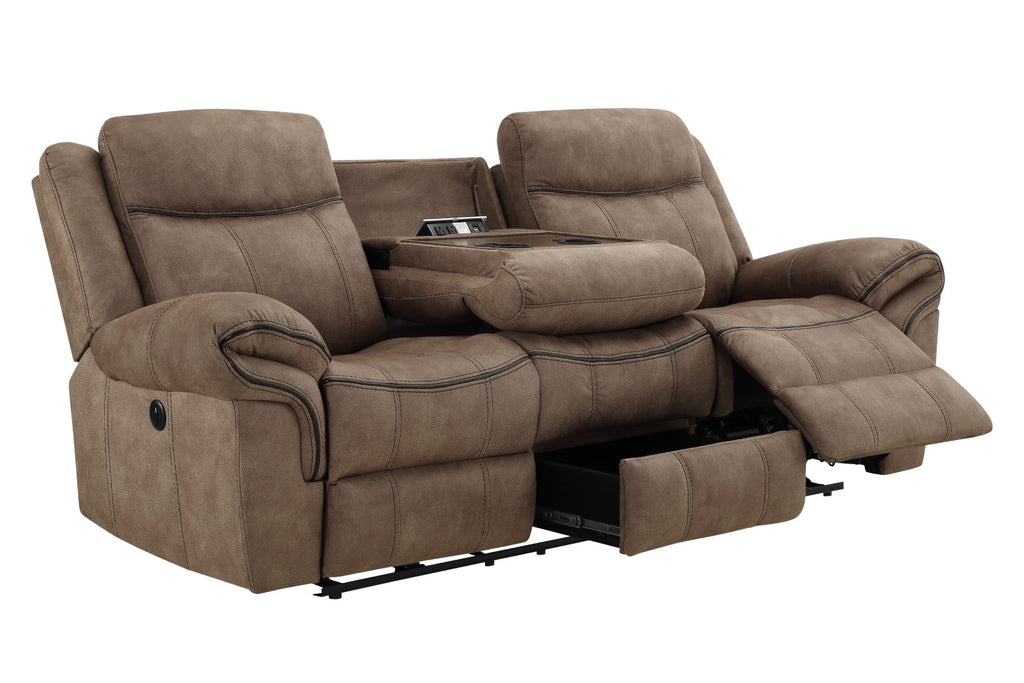 New Classic Furniture Harley Sofa with Dual Recliner Lt Bwn U4220-30-LBW