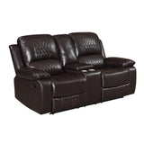 Madigan Console Loveseat with Dual Recliners Brown