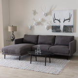 Baxton Studio Riley Retro Mid-Century Modern Grey Fabric Upholstered Left Facing Chaise Sectional Sofa