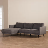 Baxton Studio Riley Retro Mid-Century Modern Grey Fabric Upholstered Left Facing Chaise Sectional Sofa