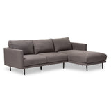Riley Retro Mid-Century Modern Grey Fabric Upholstered Sectional Sofa